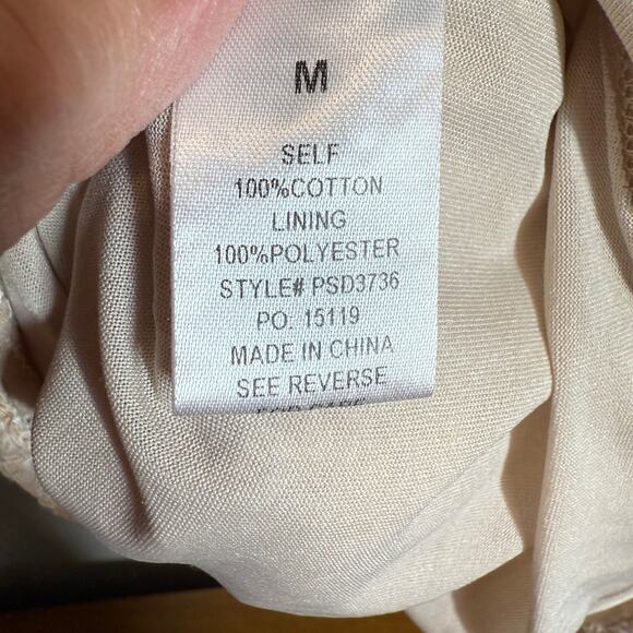 Women's Polagram Tan Eyelet Short Sleeve Fit and Flare Dress Size Medium - Picture 5 of 10